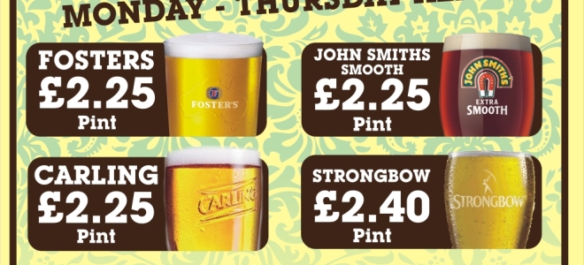 A poster designed by Bobby Dazzler SIgns for a Local Pub