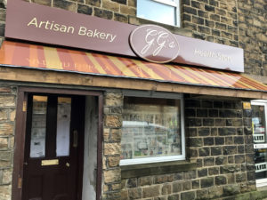 Finished signage for GG's Artisan Bakery and Health Store in Denby Dale, Huddersfield